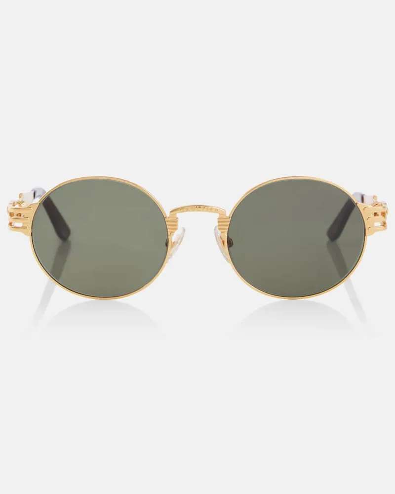 Jean Paul Gaultier Runde Sonnenbrille Double Ressort Gold