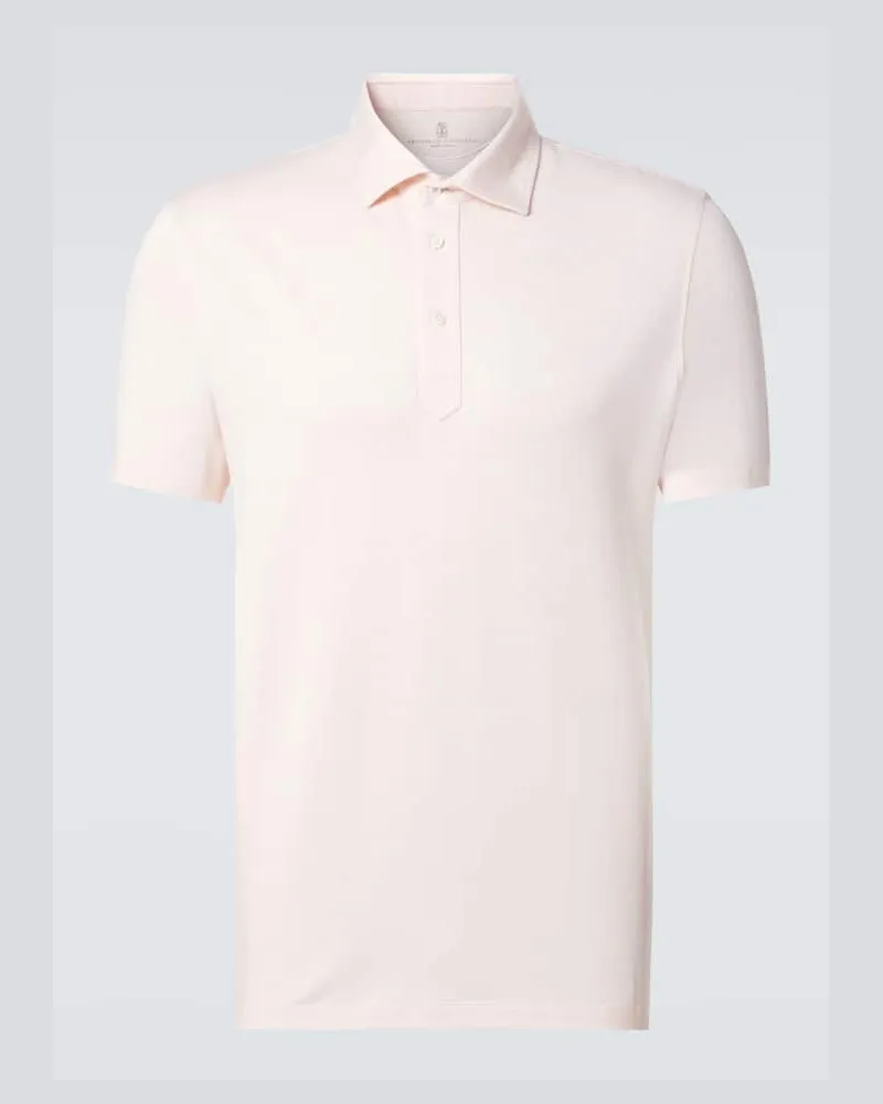 Brunello Cucinelli Polohemd aus Baumwolle und Leinen Beige