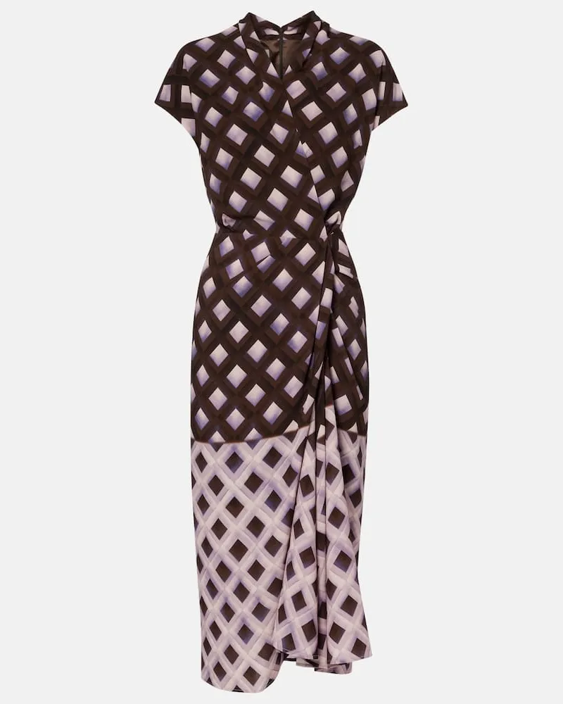 Dries van Noten Bedrucktes Midikleid Braun