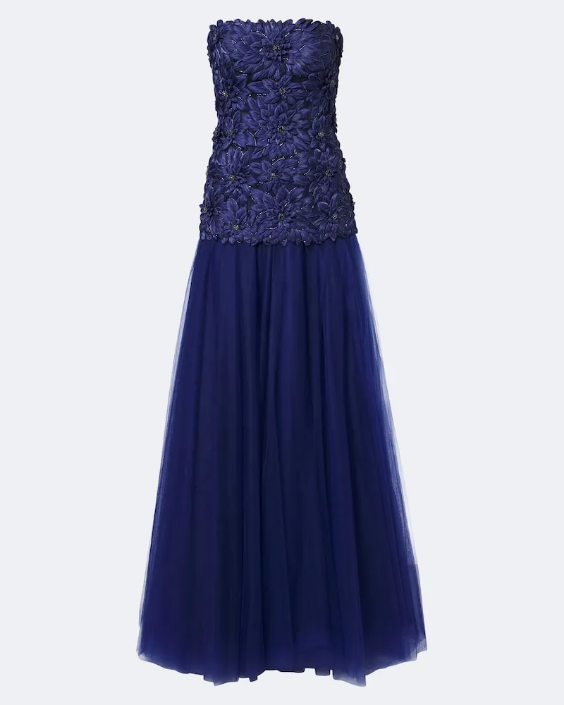 COSTARELLOS Bustier-Robe Gisella aus Tüll und Satin mit Lurex Blau