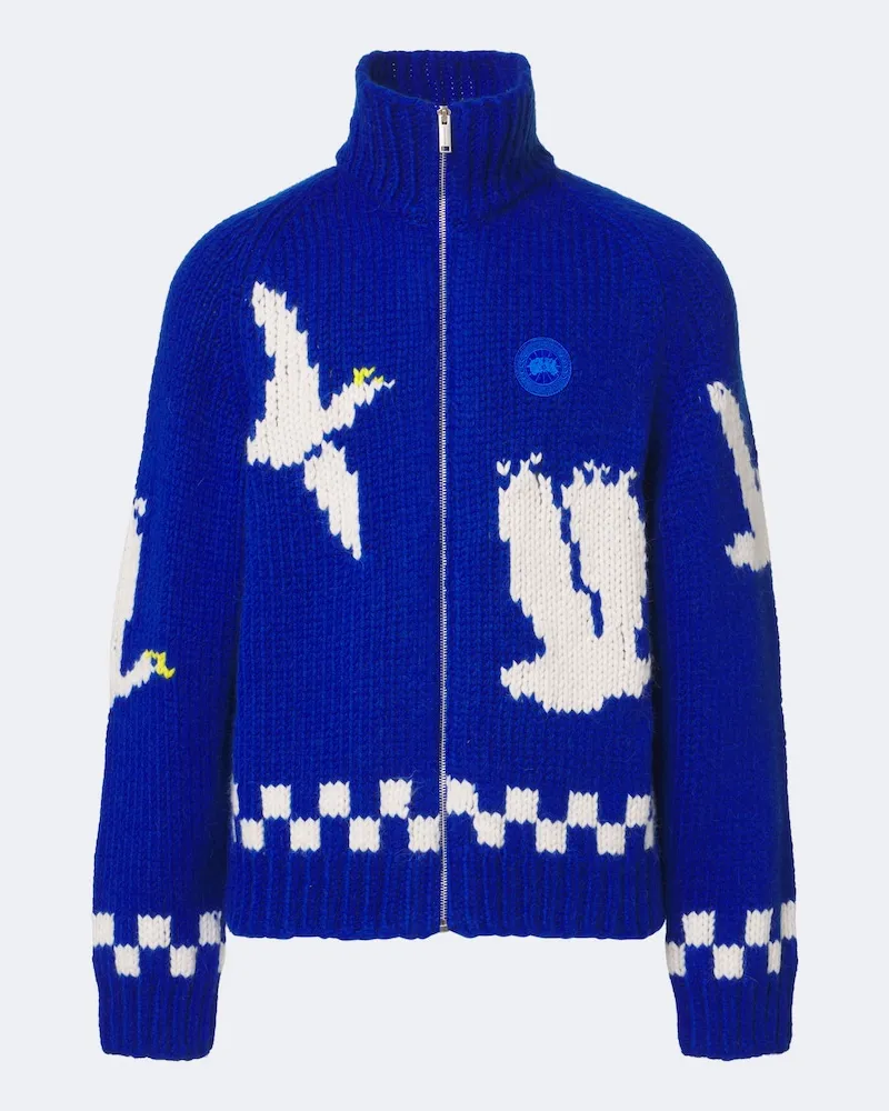Canada Goose Pullover mit Reißverschluss aus Wolle und Alpakawolle Blau