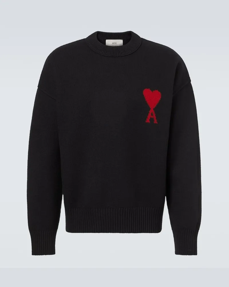 AMI Paris Pullover Ami de Cœur aus Schurwolle Schwarz