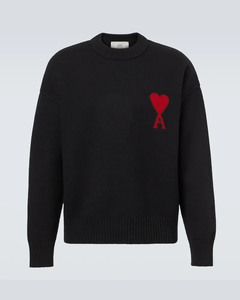 AMI Paris Pullover Ami de Cœur aus Schurwolle Schwarz
