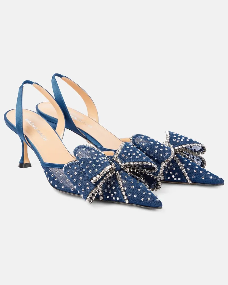 Mach & Mach Slingback-Pumps Cadeau 65 mit Kristallen Blau