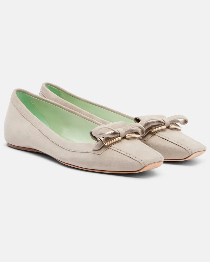 Roger Vivier Ballerinas Trompette aus Veloursleder Grau