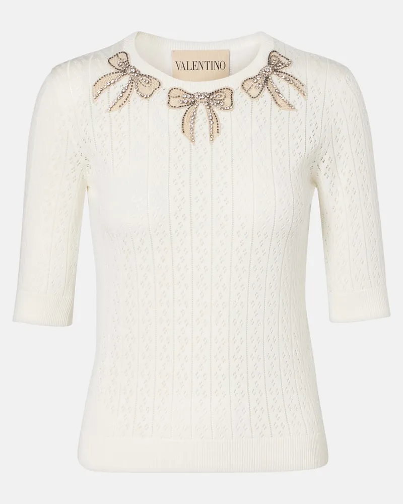 Valentino Garavani Verzierter Pullover aus Baumwolle Weiã