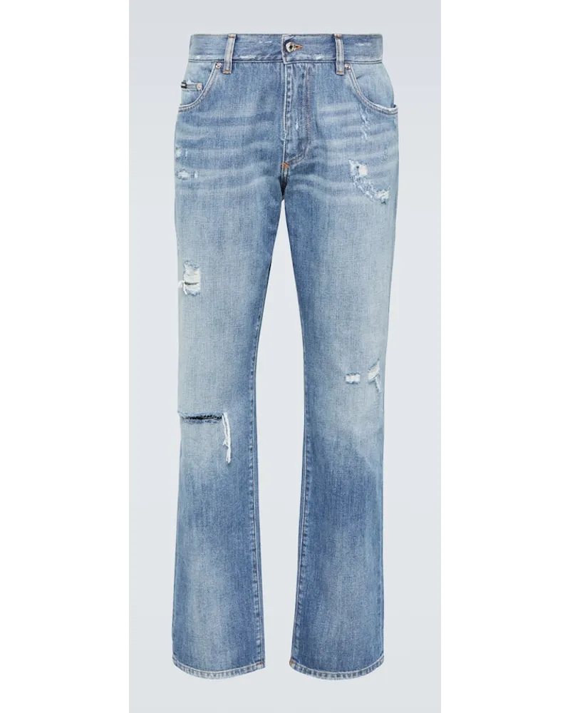 Dolce & Gabbana Distressed Straight Jeans Blau