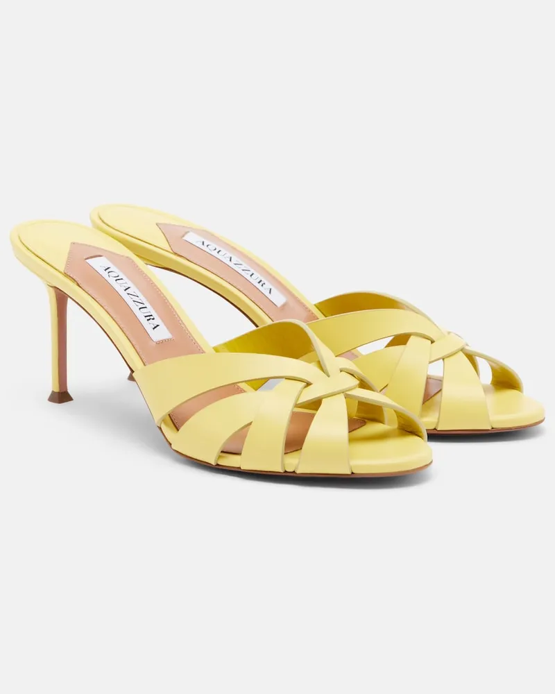 Aquazzura Pantoletten Copacabana aus Leder Gelb