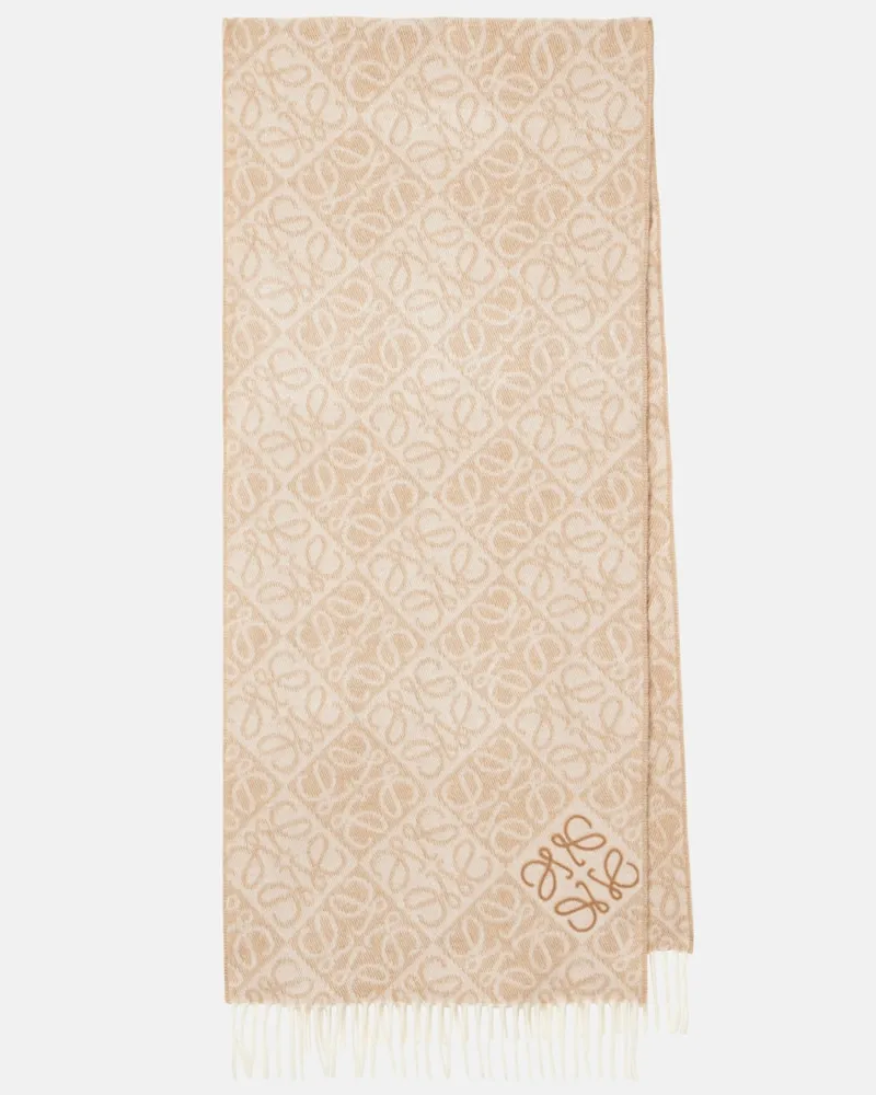 Loewe Schal Anagram aus Wolle und Kaschmir Beige