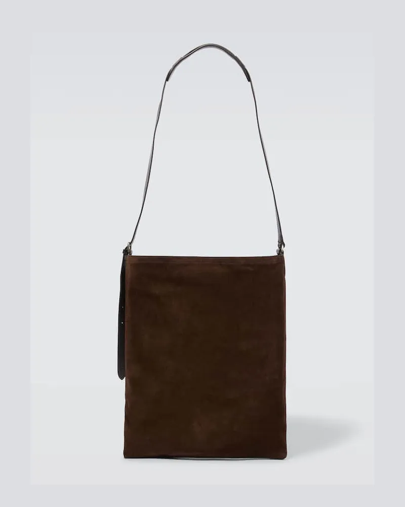 Dries van Noten Messenger Bag aus Veloursleder Braun