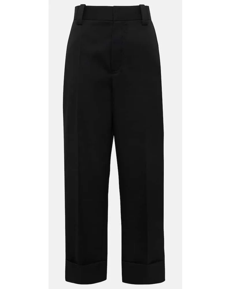 Bottega Veneta Weite Cropped-Hose aus Wolle Schwarz