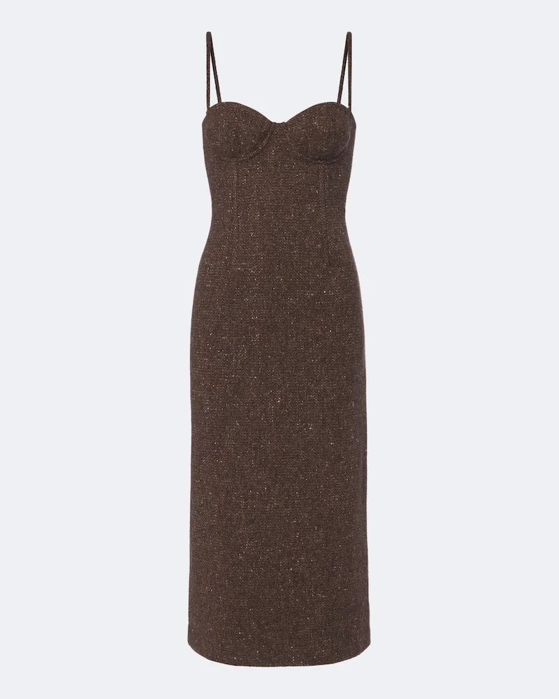 Ralph Lauren Midikleid Jocey aus einem Wollgemisch Braun