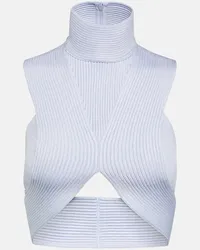 Alaïa Alaia Cropped-Top aus Rippstrick Blau