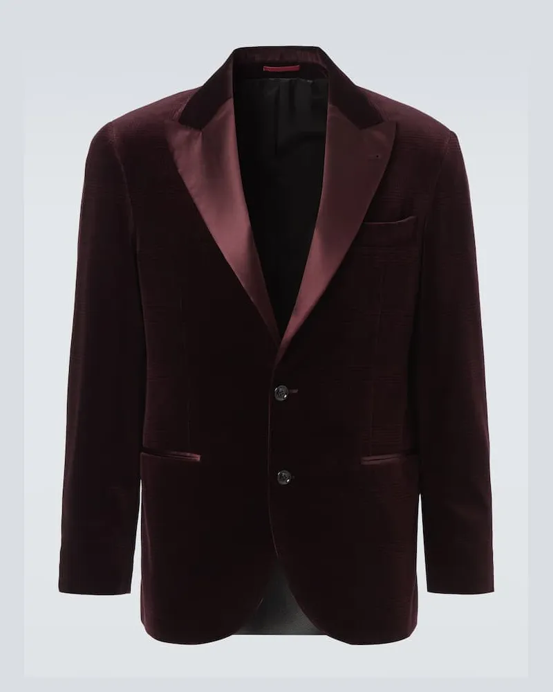 Brunello Cucinelli Blazer aus Baumwollsamt Burgunderrot