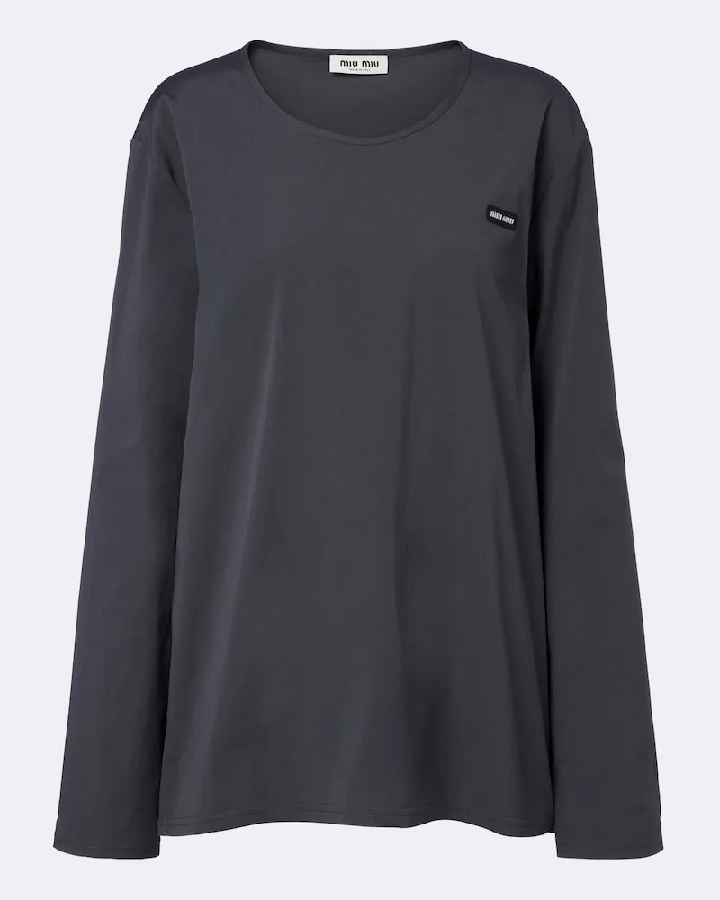 Miu Miu T-Shirt aus Baumwollpopeline Grau