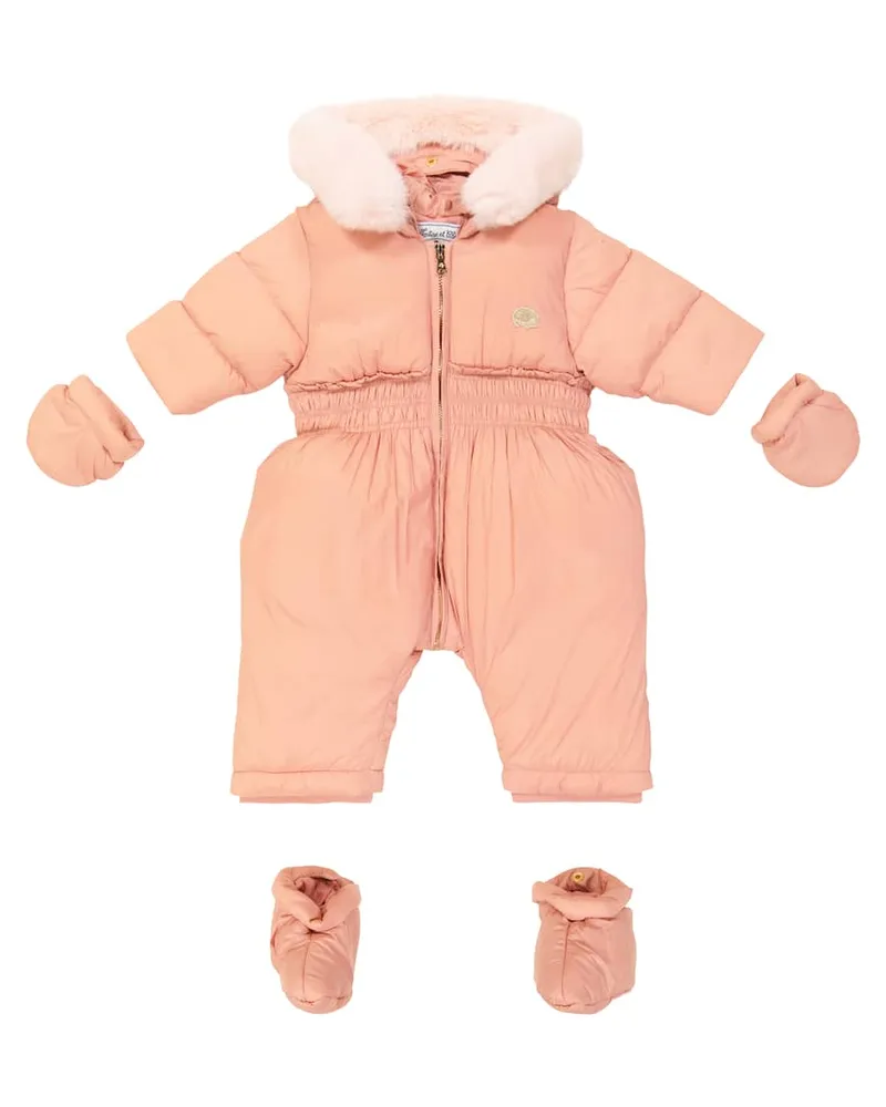 Tartine et Chocolat Baby Set aus Schneeanzug, Fäustlingen und Schuhen Pink