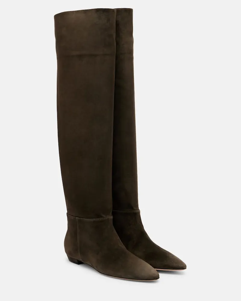 Gianvito Rossi Stiefel aus Veloursleder Grün