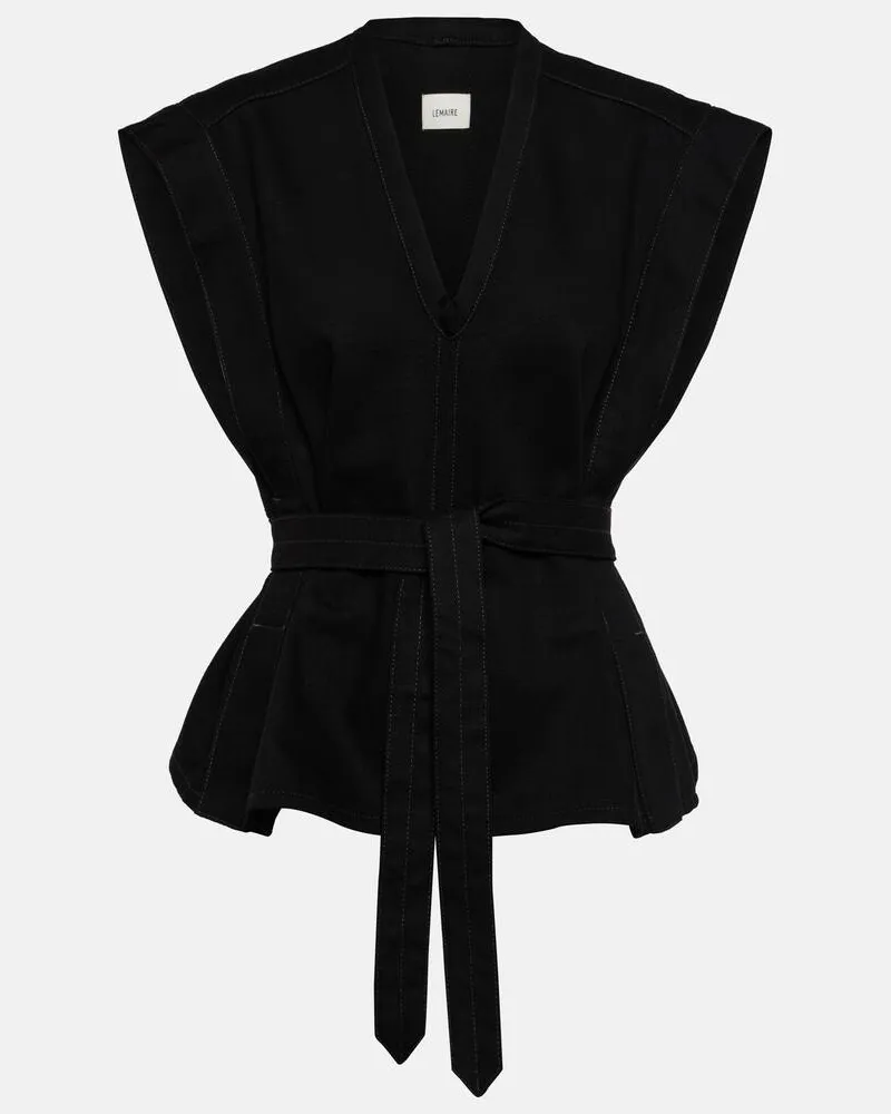 Christophe Lemaire Top Chasuble aus Denim Schwarz