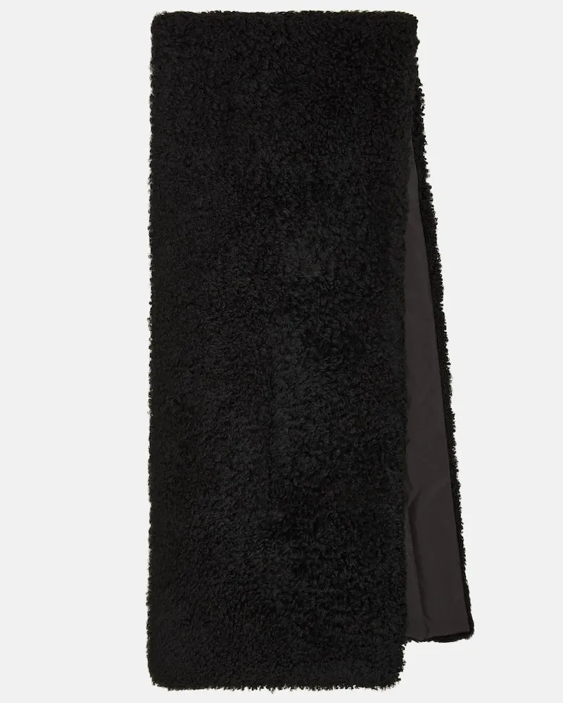 Yves Salomon Schal aus Shearling mit Daunen Schwarz