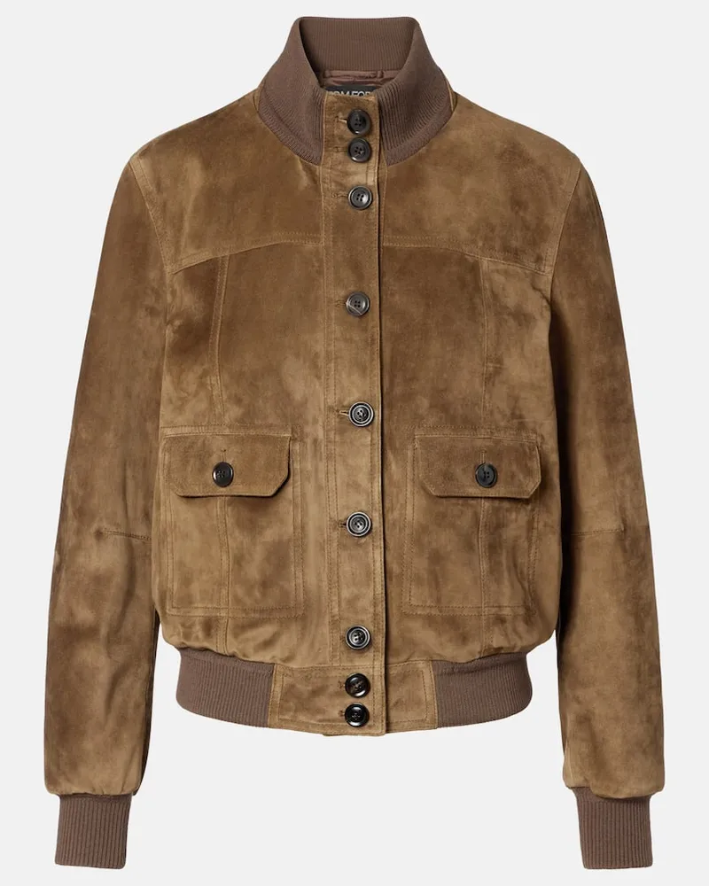 Tom Ford Bomberjacke aus Veloursleder Braun