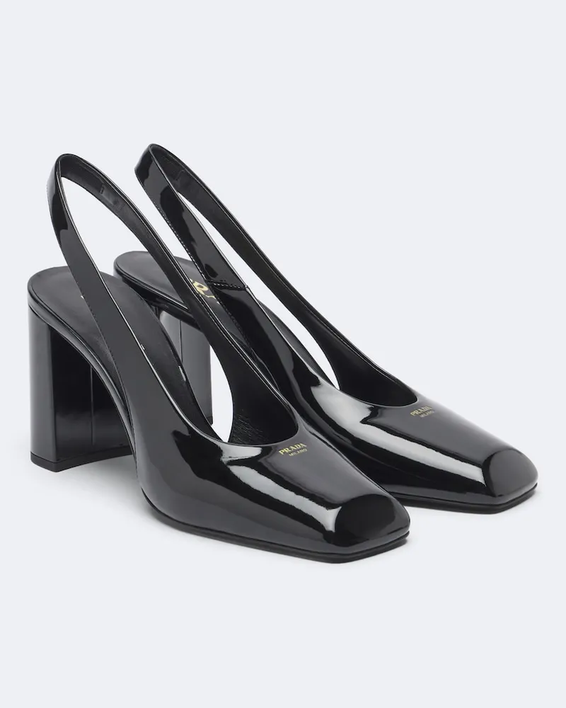 Prada Slingback-Pumps aus Lackleder Schwarz