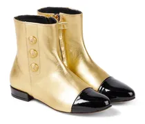 Ankle Boots aus Metallic-Leder
