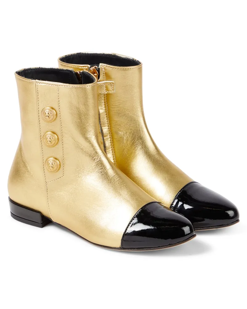 Balmain Ankle Boots aus Metallic-Leder Gold