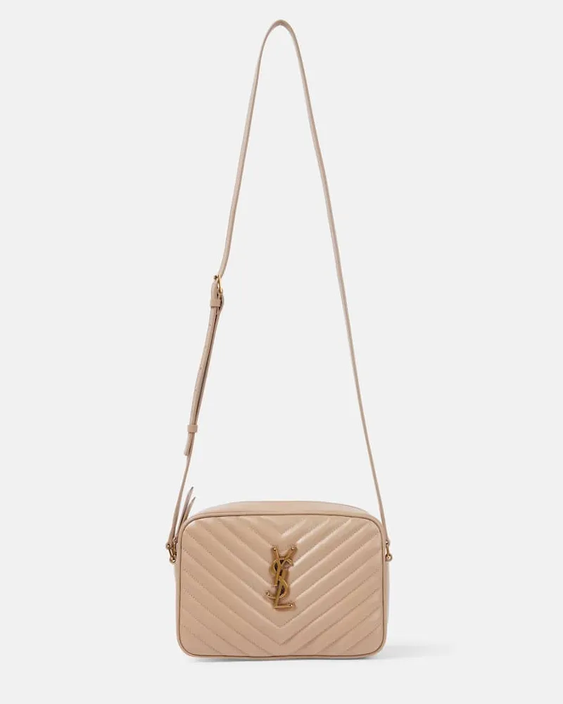 Saint Laurent Schultertasche Lou aus Leder Beige