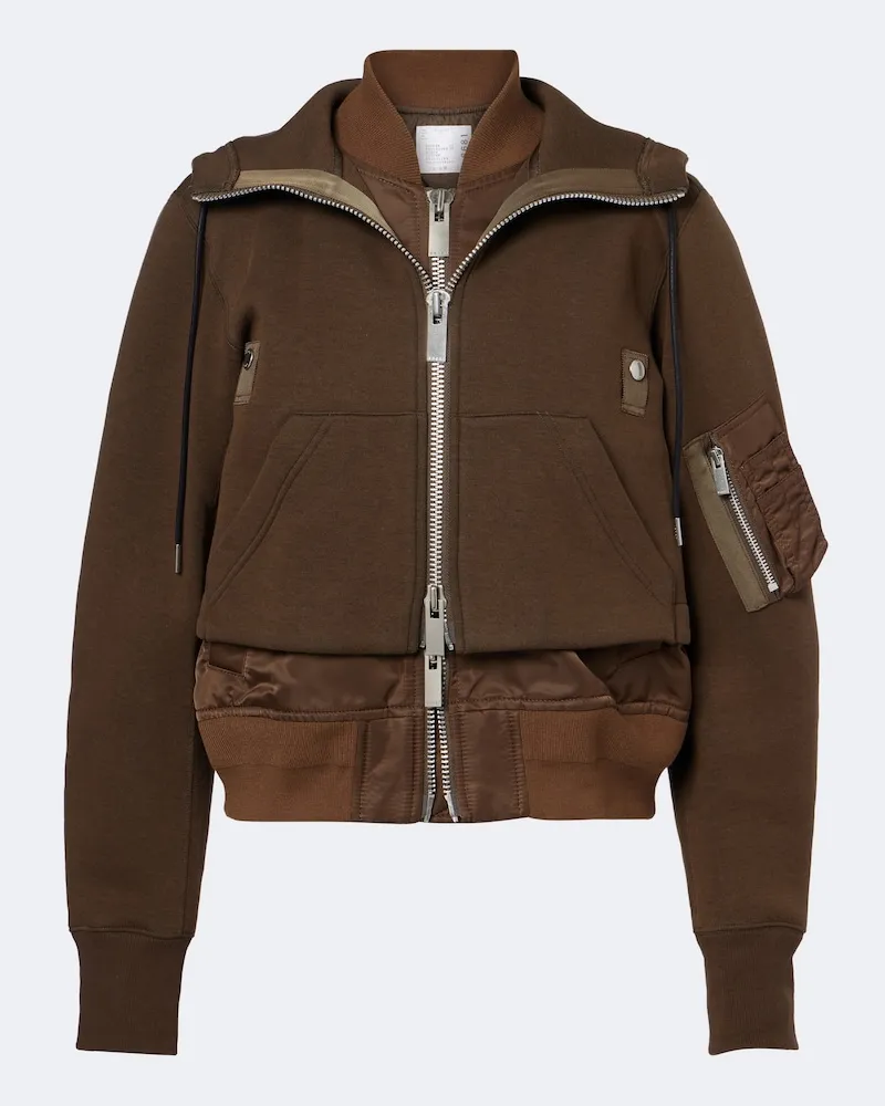Sacai Hoodie aus einem Baumwollgemisch Braun
