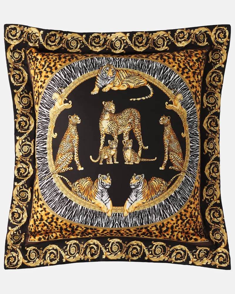 Versace Kissen aus Baumwollsatin Schwarz
