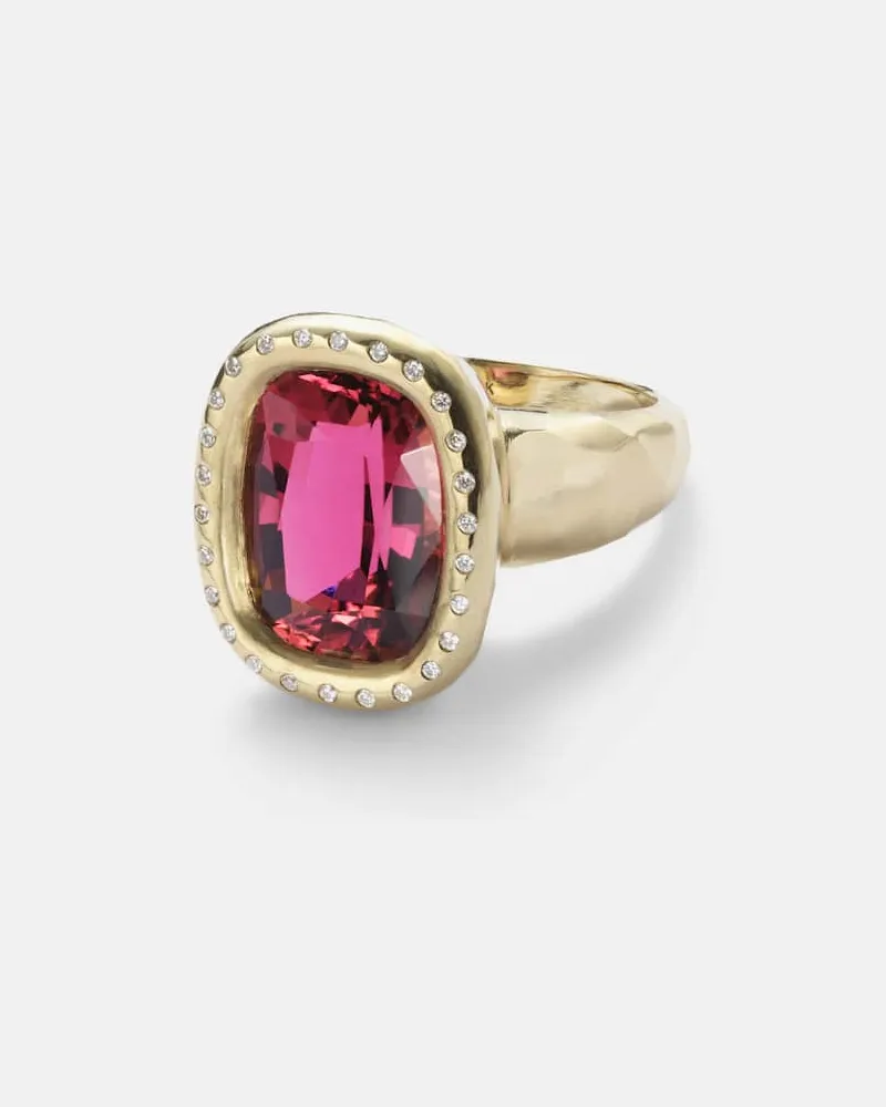 Octavia Elizabeth Ring Mirage aus 18kt Gelbgold mit Diamanten und Rubellit Gold