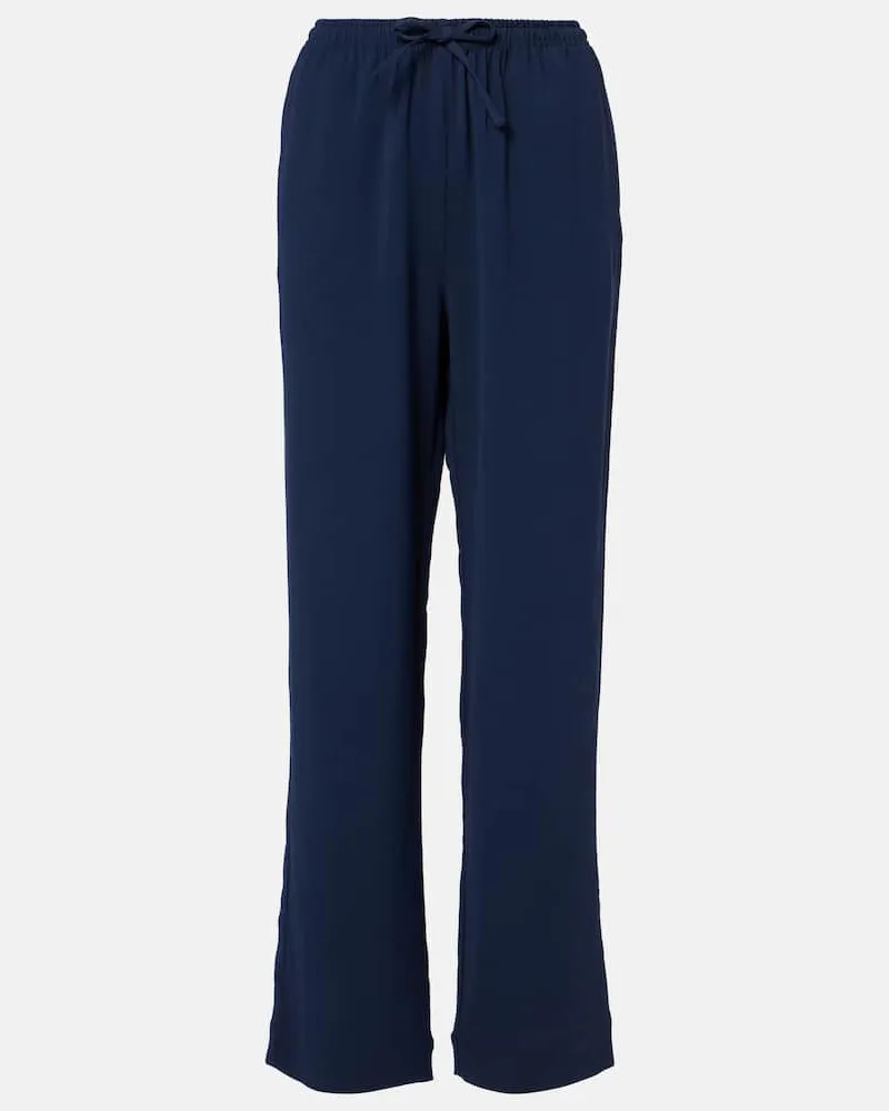 ASCENO Gerade Hose Aurelia aus Crêpe Blau