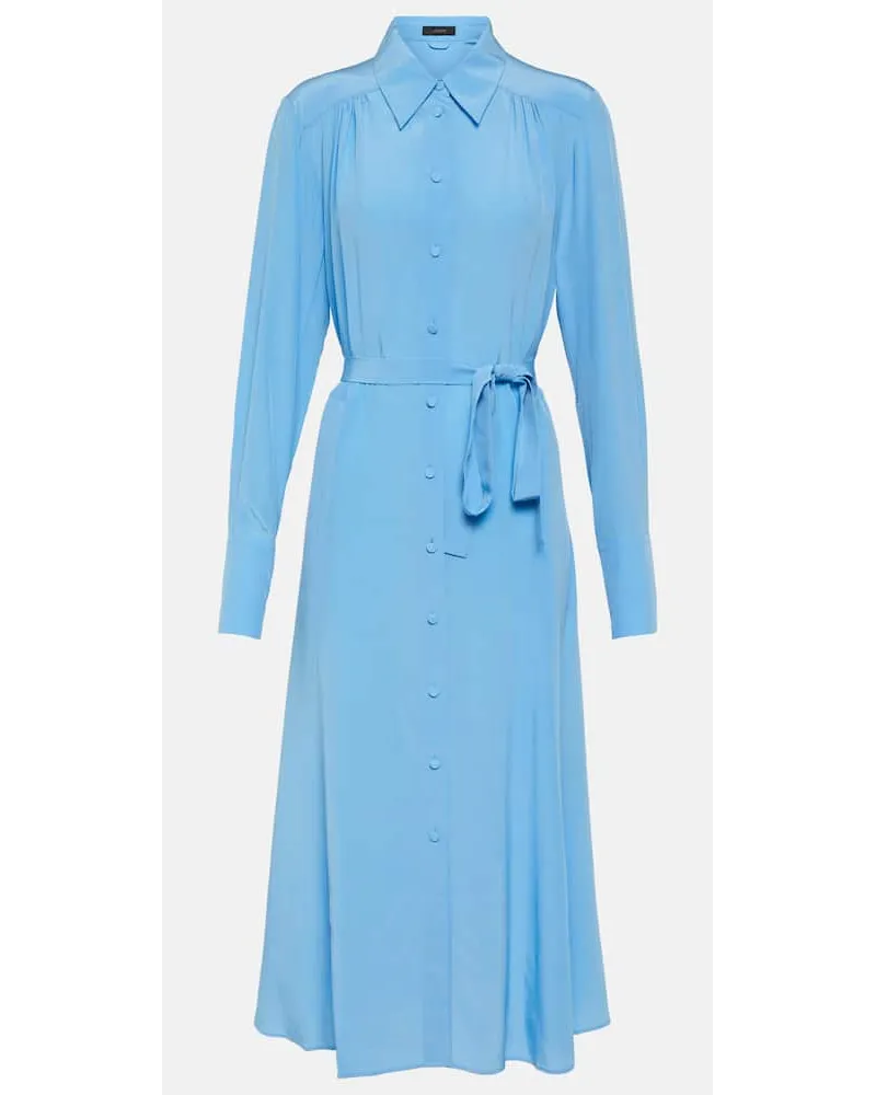 Joseph Hemdblusenkleid Diane aus Crêpe de Chine aus Seide Blau