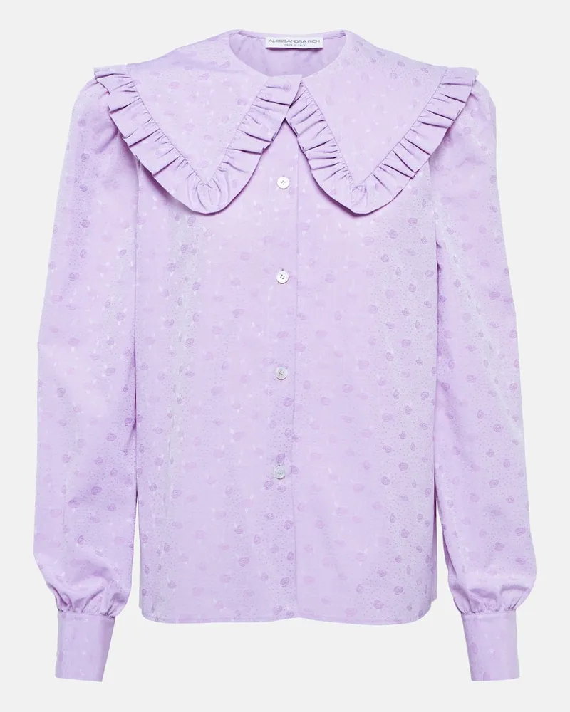 Alessandra Rich Bedruckte Bluse aus Baumwolle Lila