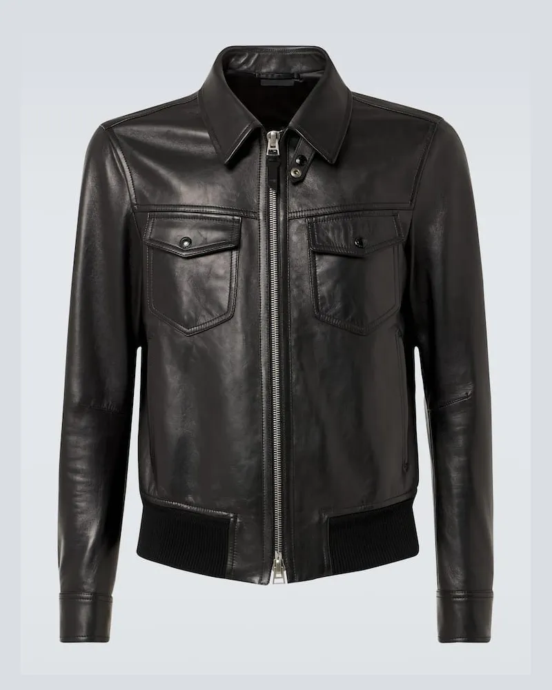 Tom Ford Blouson aus Leder Schwarz