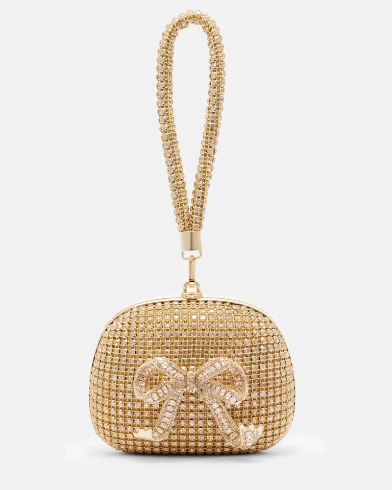 Self-Portrait Clutch Bow Mini mit Kristallen Gold
