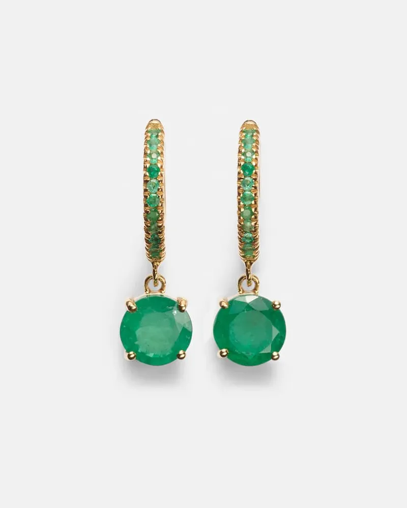 Ileana Makri Ohrringe Grass Seed aus 18kt Gelbgold mit Smaragden Gold
