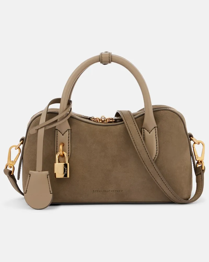 Stella McCartney Schultertasche Ryder Small aus Velourslederimitat Grün