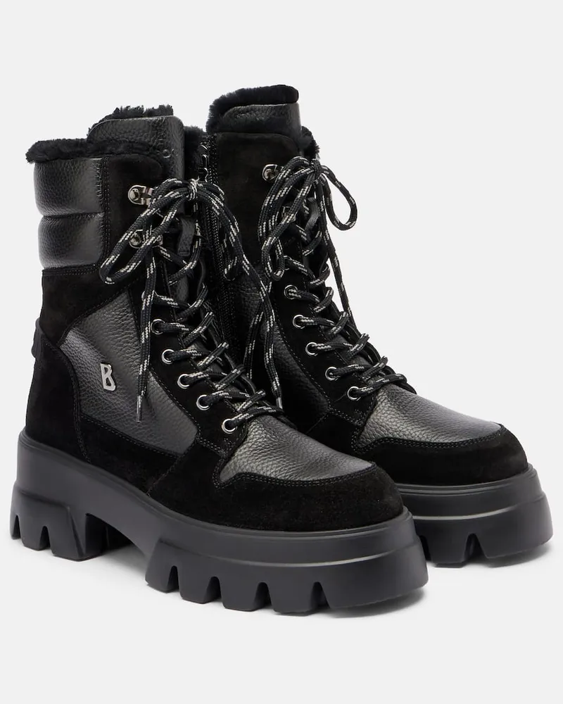 Bogner Schnürstiefel Sapporo aus Leder mit Veloursleder Schwarz
