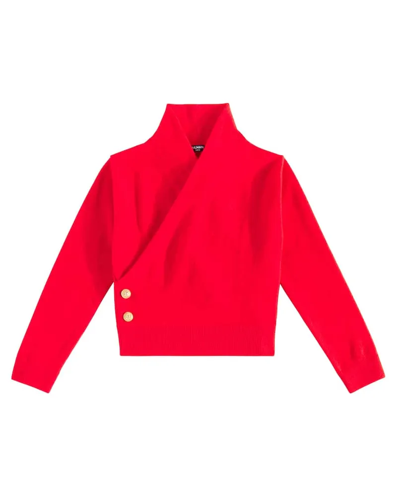 Balmain Pullover aus einem Wollgemisch Rot