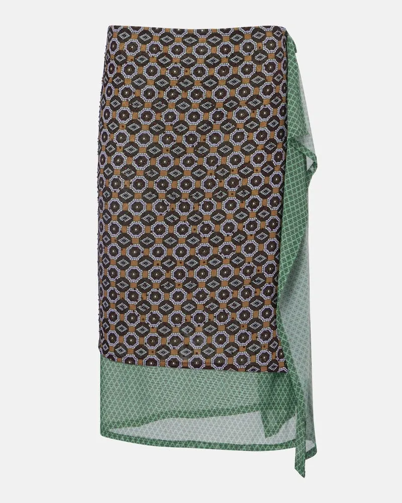 Dries van Noten Midirock aus Jersey mit Kristallen Multicolor
