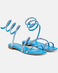 René Caovilla Verzierte Sandalen aus Satin Blau