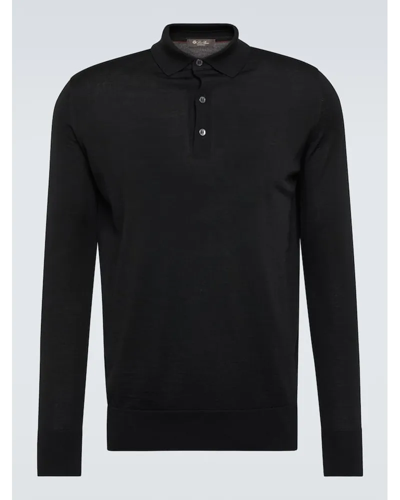 Loro Piana Polopullover aus Schurwolle Schwarz