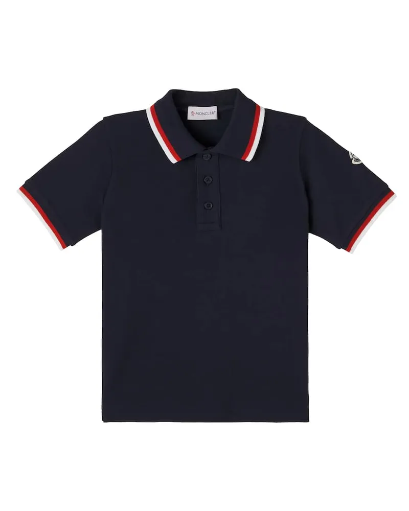 Moncler Polohemd aus Baumwoll-Piqué Blau