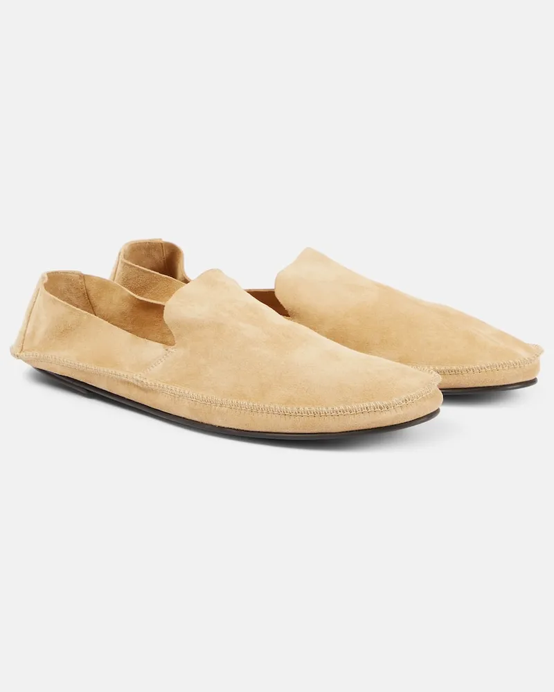 The Row Slip-Ons Tyler aus Veloursleder Beige