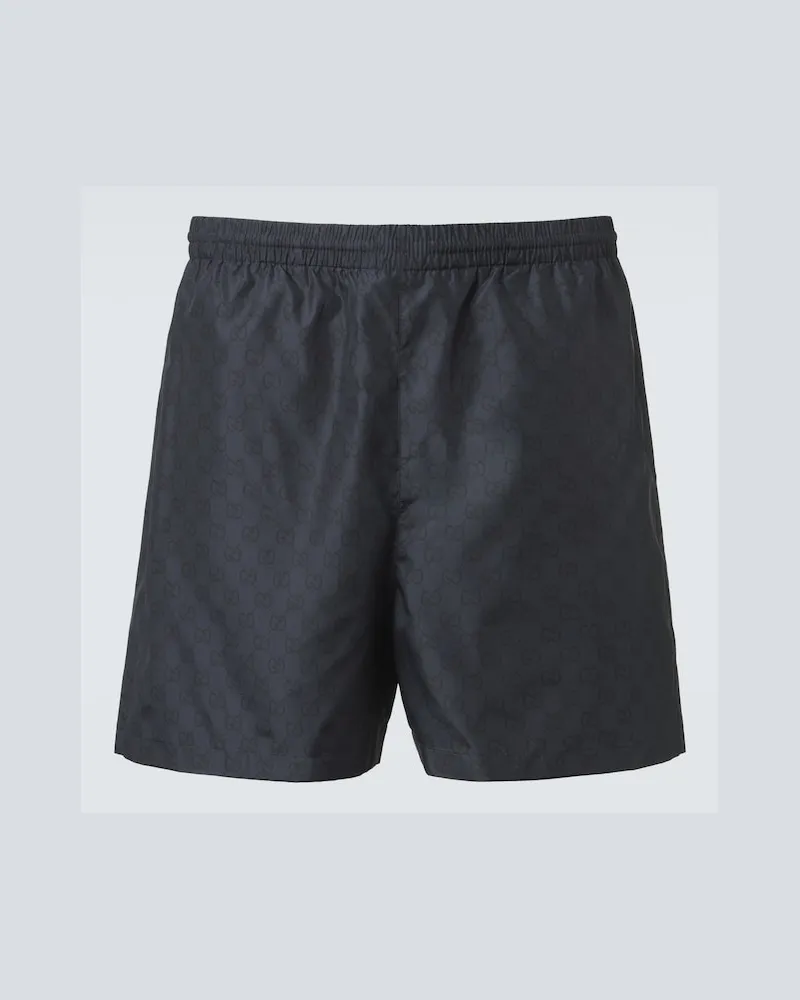 Gucci Badeshorts GG aus Popeline Schwarz