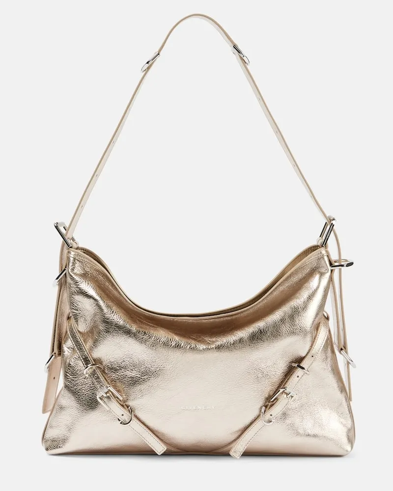 Givenchy Schultertasche Voyou Medium aus Metallic-Leder Gold