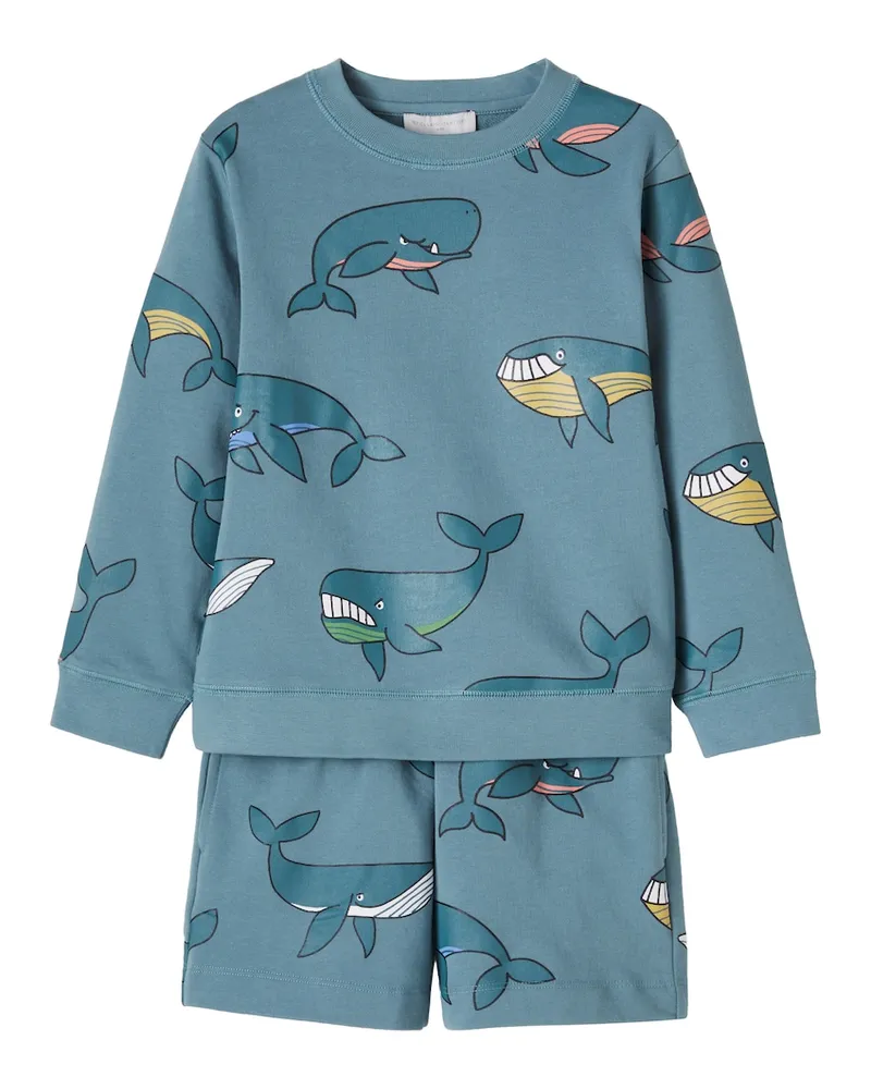 Stella McCartney Kids Set aus Sweatshirt und Shorts aus Baumwoll-Jersey Blau