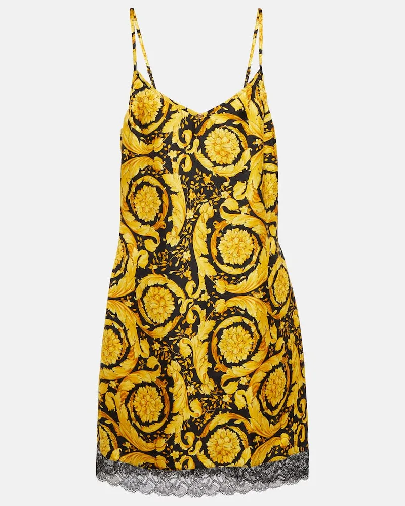 Versace Minikleid Barocco aus Seide Gelb