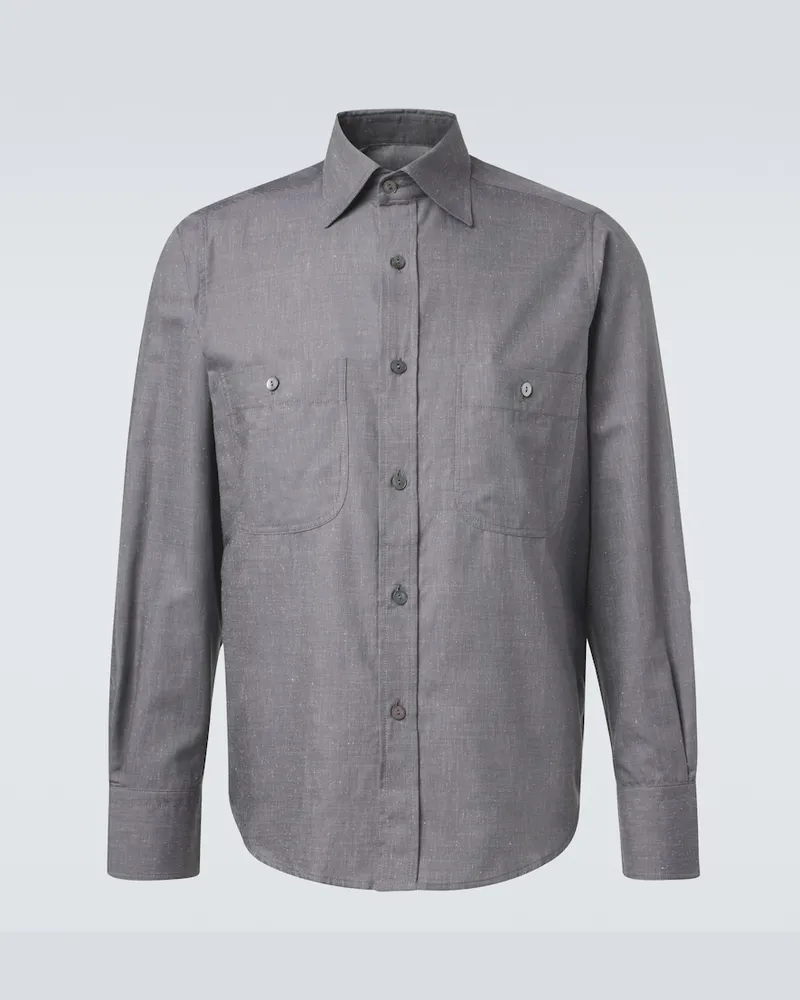 Stoffa Stòffa Hemd aus Baumwolle und Seide Grau